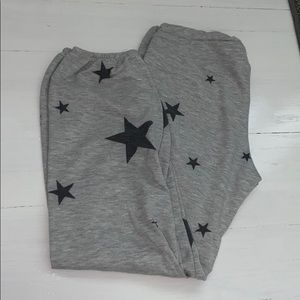 Grey joggers with black stars